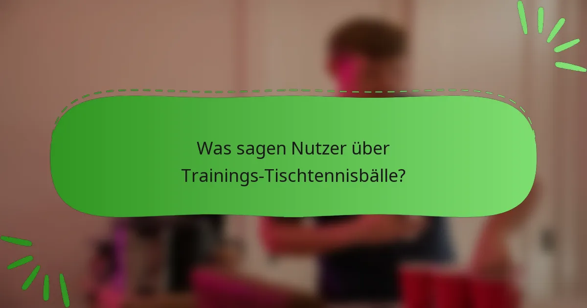Was sagen Nutzer über Trainings-Tischtennisbälle?