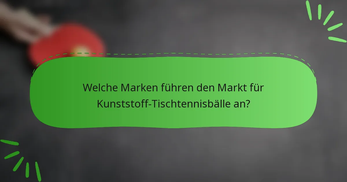 Welche Marken führen den Markt für Kunststoff-Tischtennisbälle an?